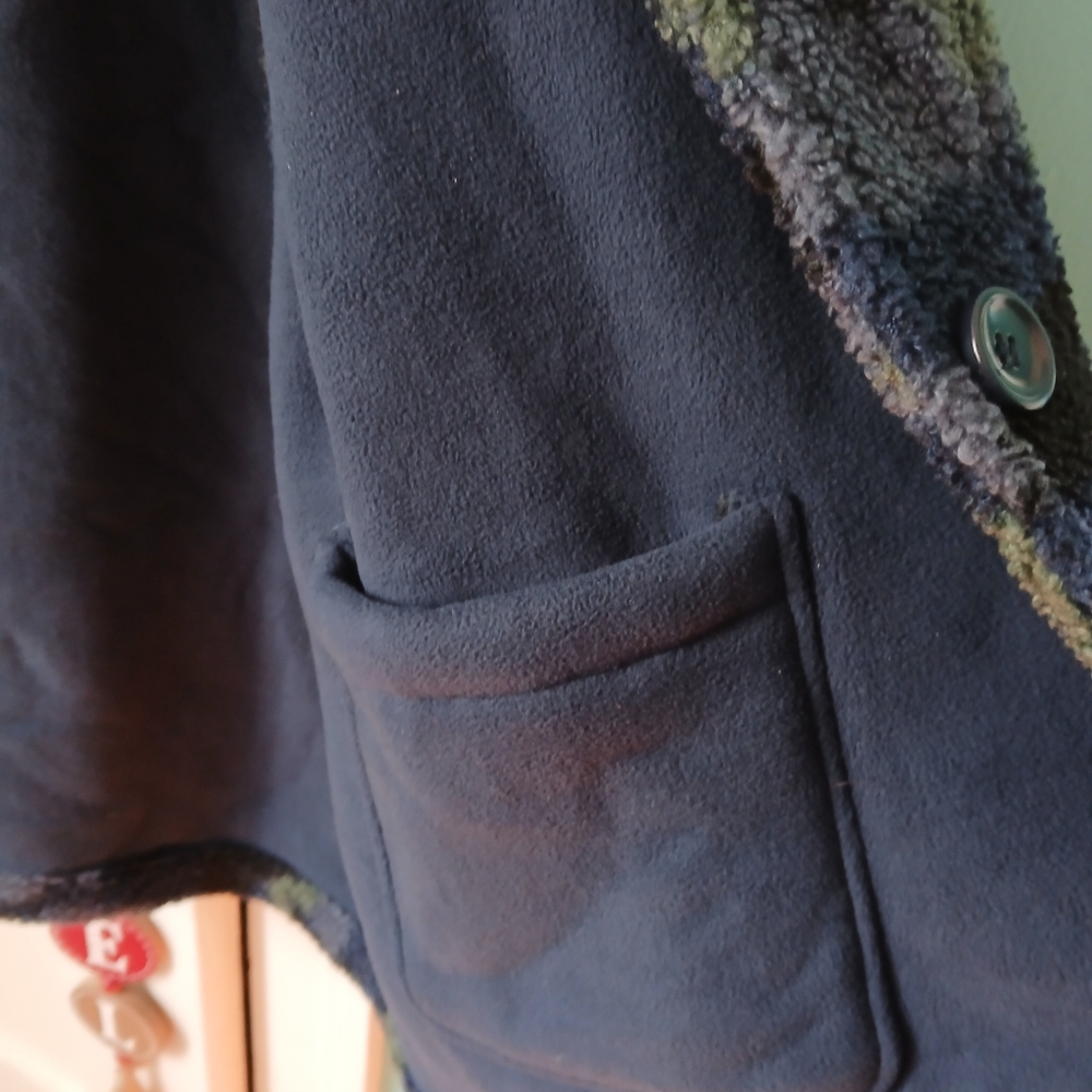 Susan Graver Plush Camo Green Blue Black Jacket Coat Women's 2XL 34in. - Picture 7 of 14